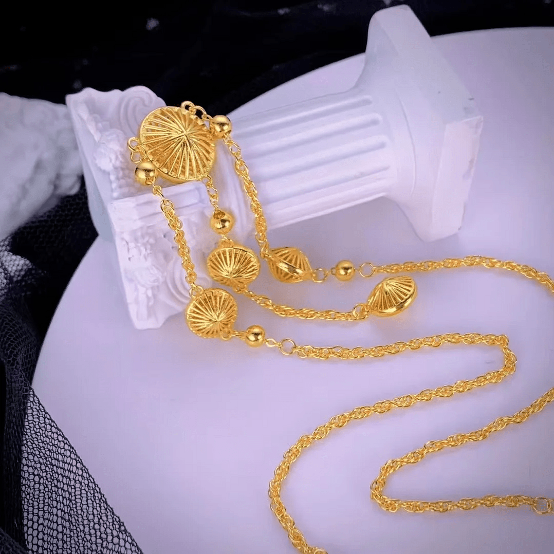 Gold Circle Tassel Necklace