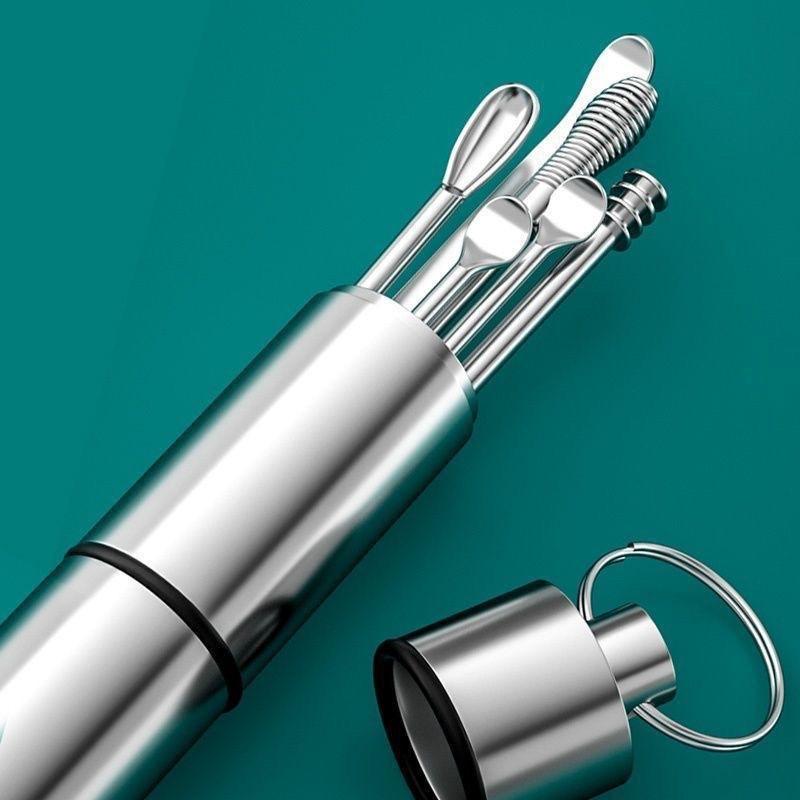 Stainless Steel Ear Pick Set with Keychain Case
