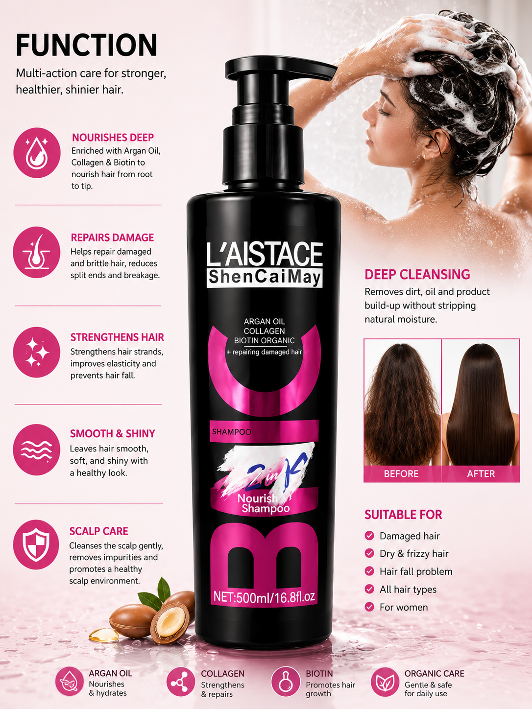 L’AISTACE ShenCaiMay Argan Collagen Shampoo 3