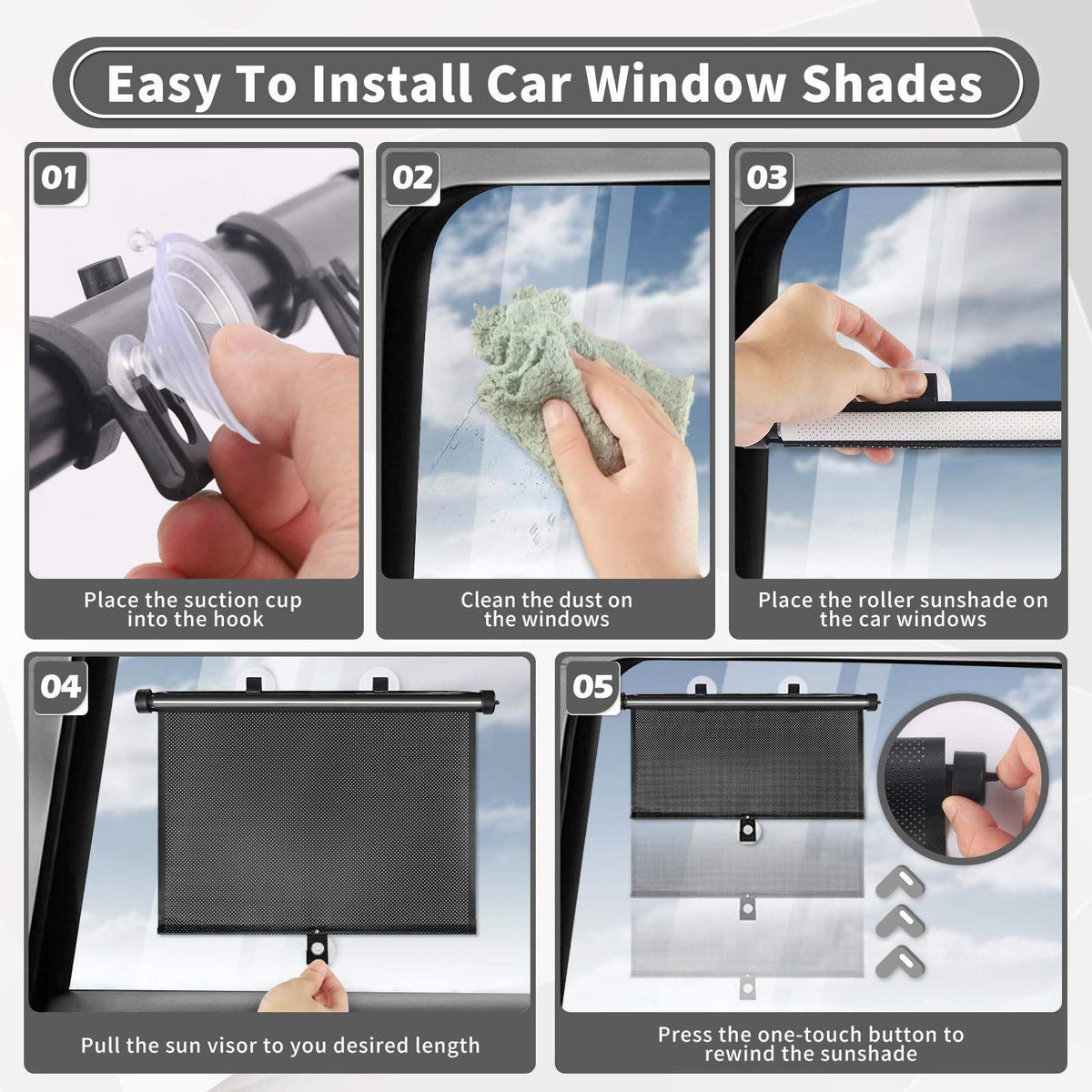 Retractable Car Window Sun Shades 3